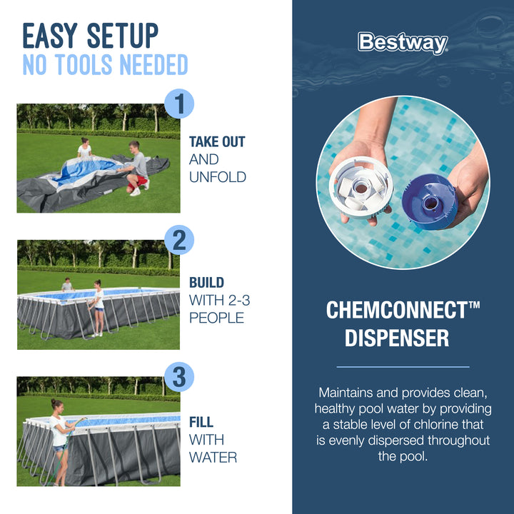 Bestway Power Steel 24’ x 12’ x 52” Oval Above Ground Outdoor Swimming Pool Set