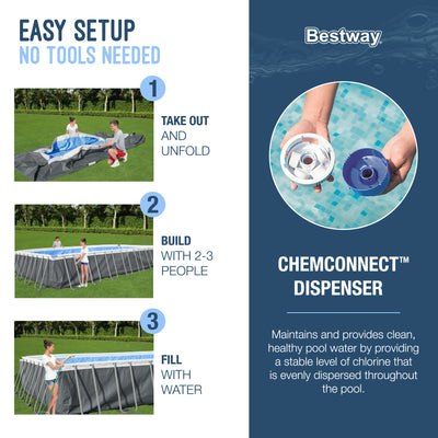 Bestway Power Steel 24’ x 12’ x 52” Oval Outdoor Swimming Pool Set (Open Box) - VMInnovations