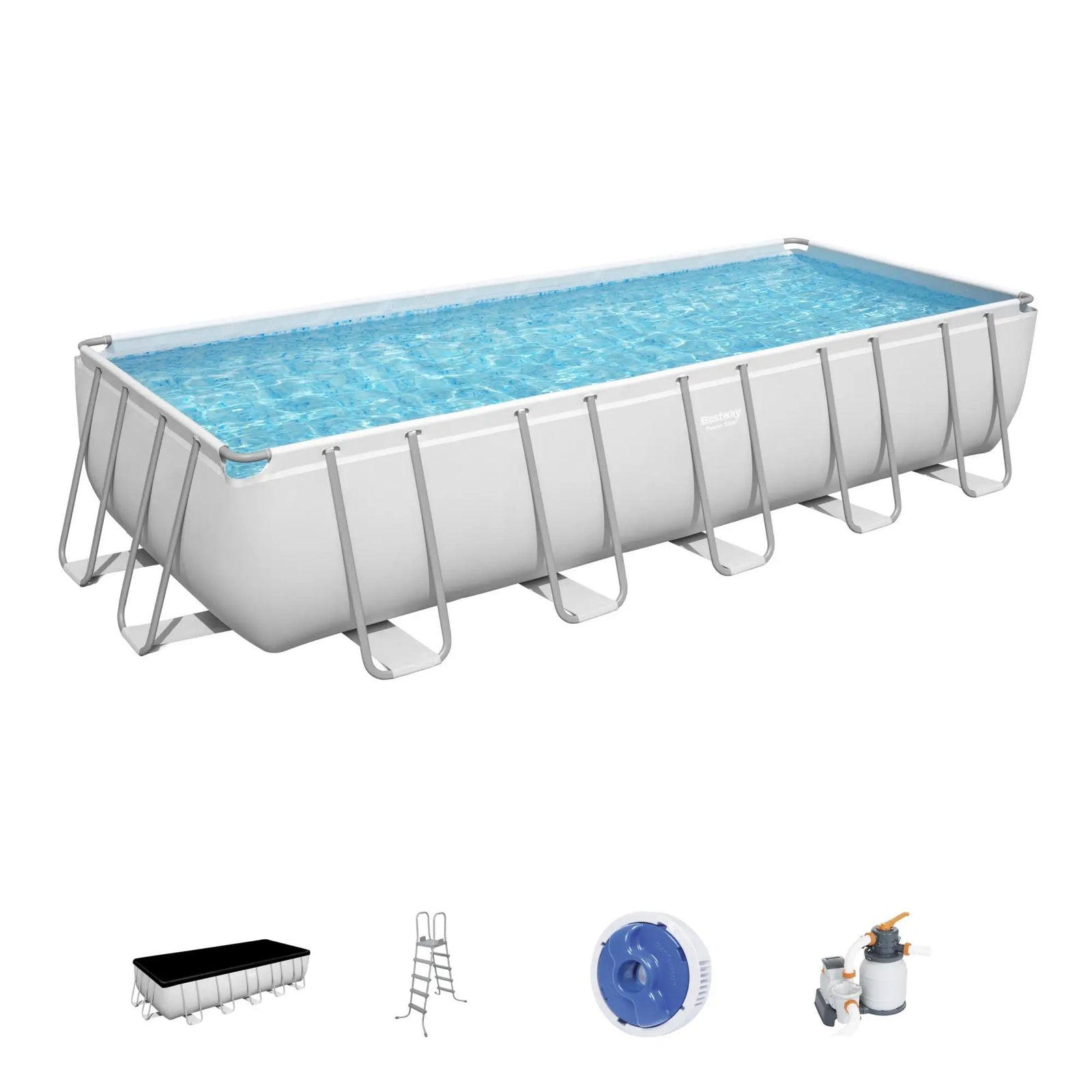 Bestway Power Steel 21' x 9' x 52" Rectangular Above Ground Swimming Pool Set - VMInnovations