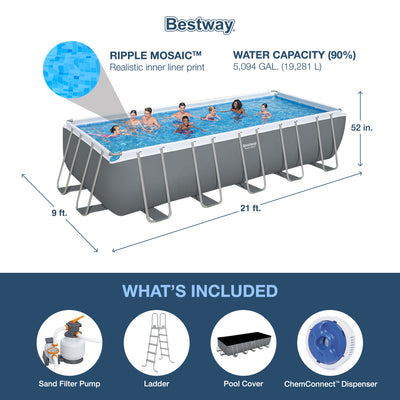 Bestway Power Steel 21' x 9' x 52" Above Ground Swimming Pool Set (Open Box) - VMInnovations