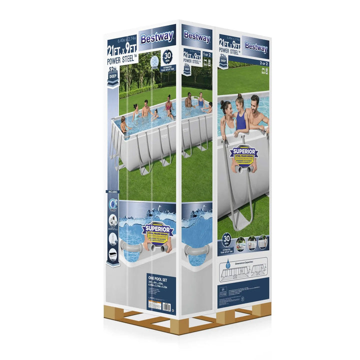 Bestway Power Steel 21' x 9' x 52" Above Ground Swimming Pool Set (Open Box) - VMInnovations