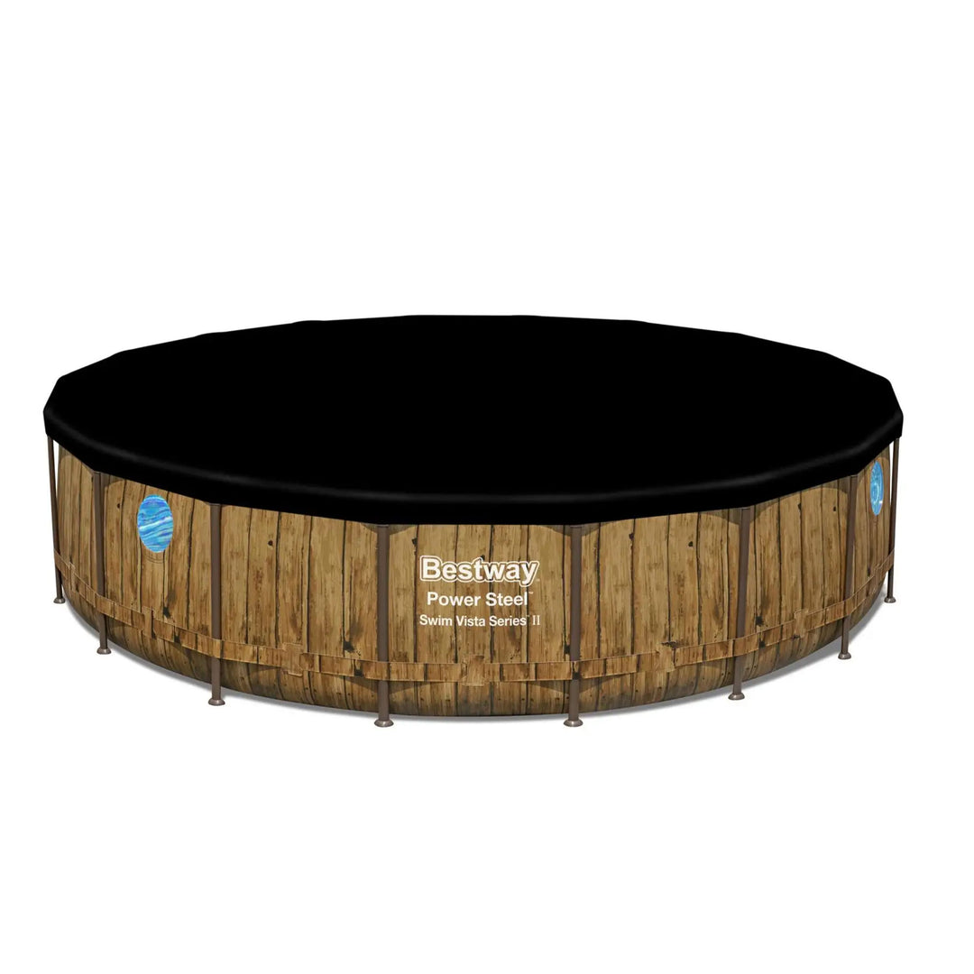Bestway Power Steel Swim Vista 18' x 48" Round Above Ground Swimming Pool Set - VMInnovations
