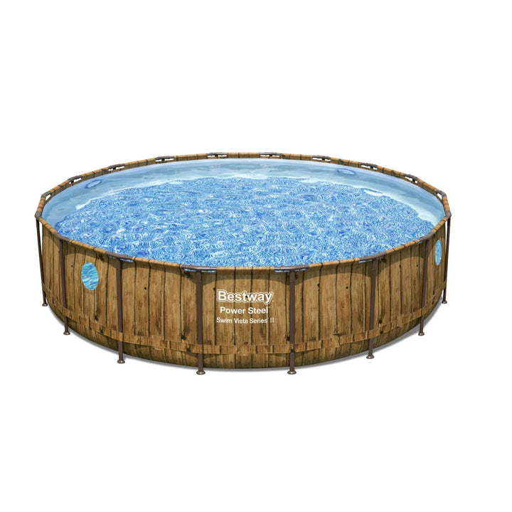 Bestway Power Steel Swim Vista 18' x 48" Round Above Ground Swimming Pool Set - VMInnovations