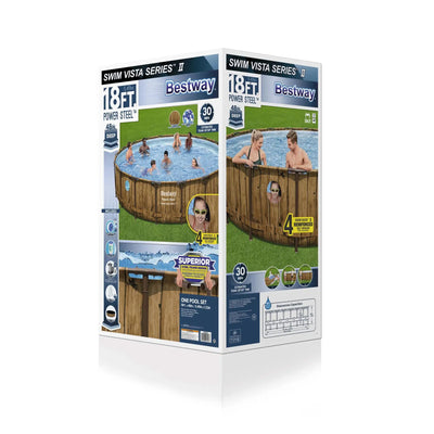 Bestway Power Steel Swim Vista 18' x 48" Round Swimming Pool Set (Open Box) - VMInnovations