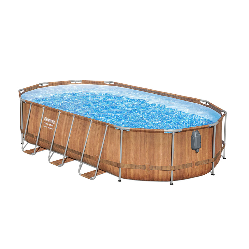 Bestway Power Steel Comfort Jet 20 Foot x 48 Inch Oval Above Ground Pool, Brown