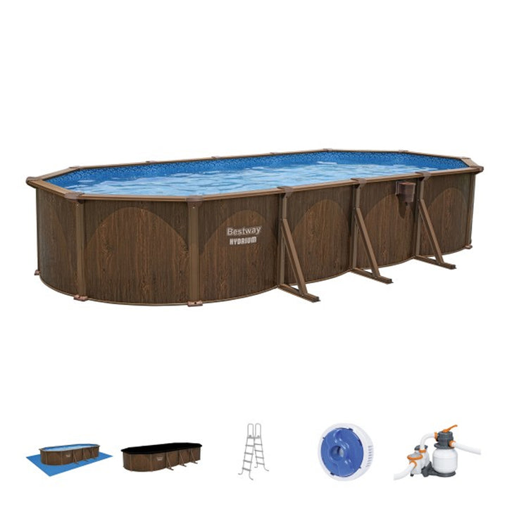 Bestway Hydrium 24'x12'x52" Oval Above Ground Swimming Pool Set, Brown (Used)