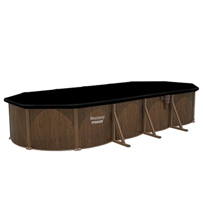 Bestway Hydrium 24'x12'x52" Oval Above Ground Swimming Pool Set, Brown Woodgrain