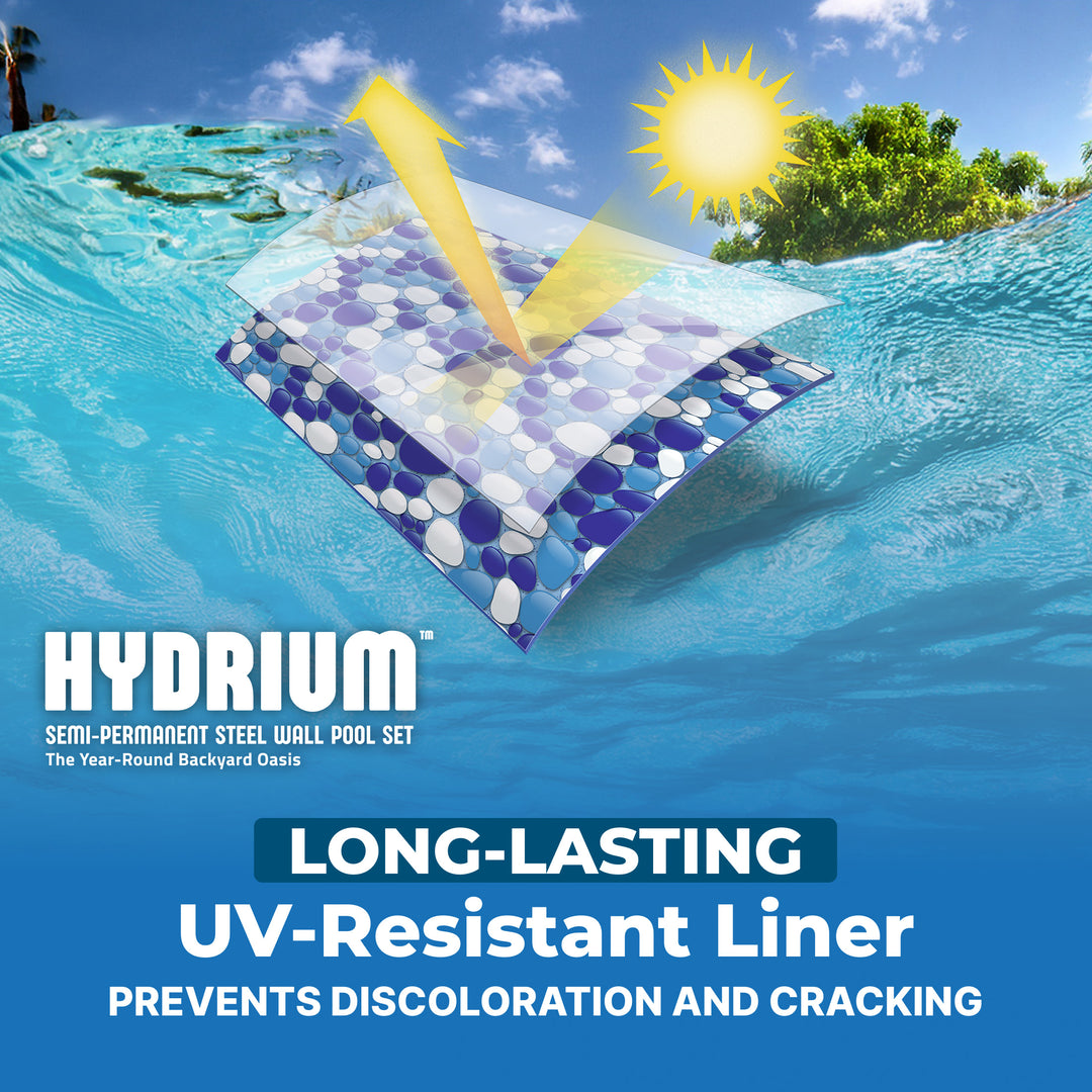 Bestway Hydrium 24'x12'x52" Oval Above Ground Swimming Pool Set, Brown Woodgrain - VMInnovations