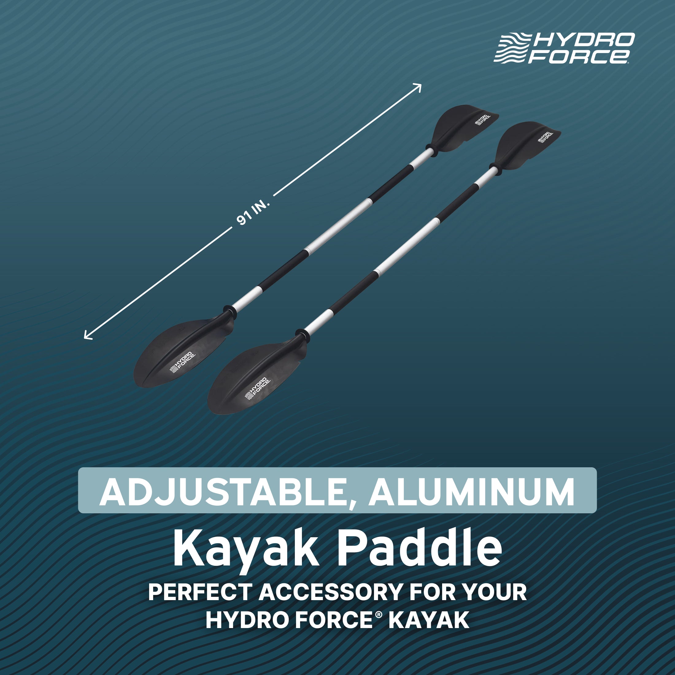 Bestway Hydro Force 91” Adjustable Aluminum Locking Kayak Paddle and Grip, Black - VMInnovations
