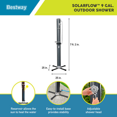 Bestway SolarFlow 9.2 Gallon Solar Heat Outdoor Shower with Adjustable Settings - VMInnovations