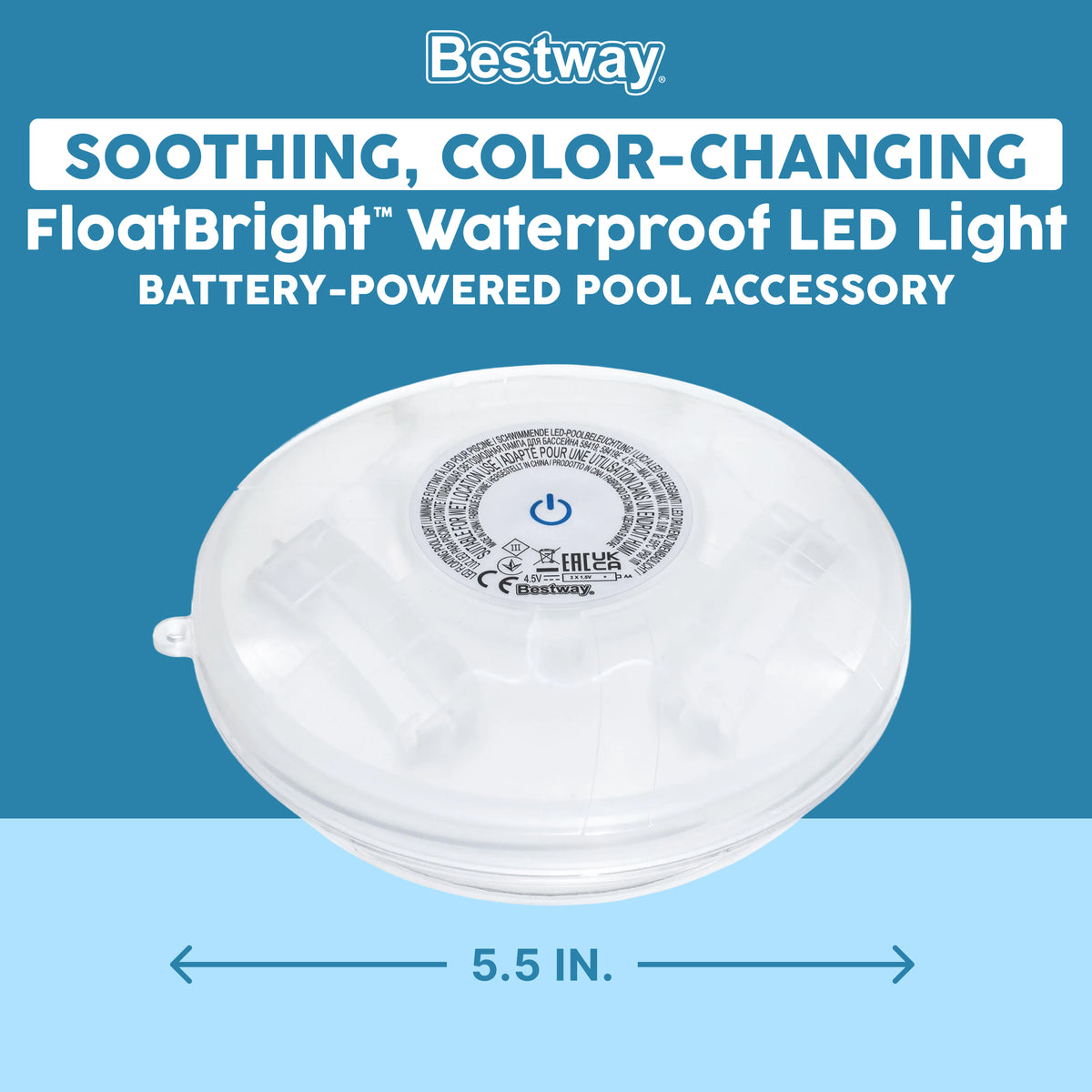 Bestway Flowclear Battery Powered Floating 5 Color LED Pool Light (Open Box)