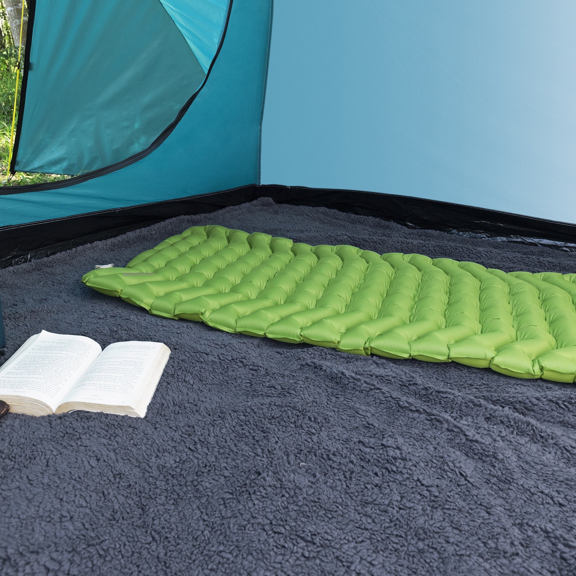 Bestway WanderLite Regular Rectangular Sleeping Air Pad with Storage Bag, Green - VMInnovations