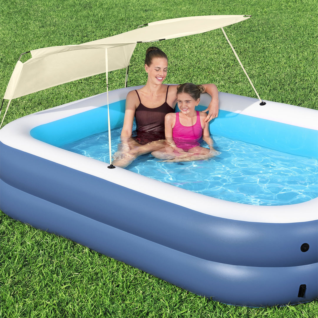H2OGO! 8 Foot 4 In by 70 In Summer Bliss Shaded Inflatable Family Pool (Used)