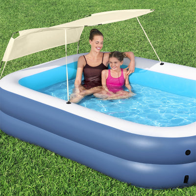 H2OGO! 8 Foot 4 In by 70 In Summer Bliss Shaded Inflatable Family Pool (Used) - VMInnovations