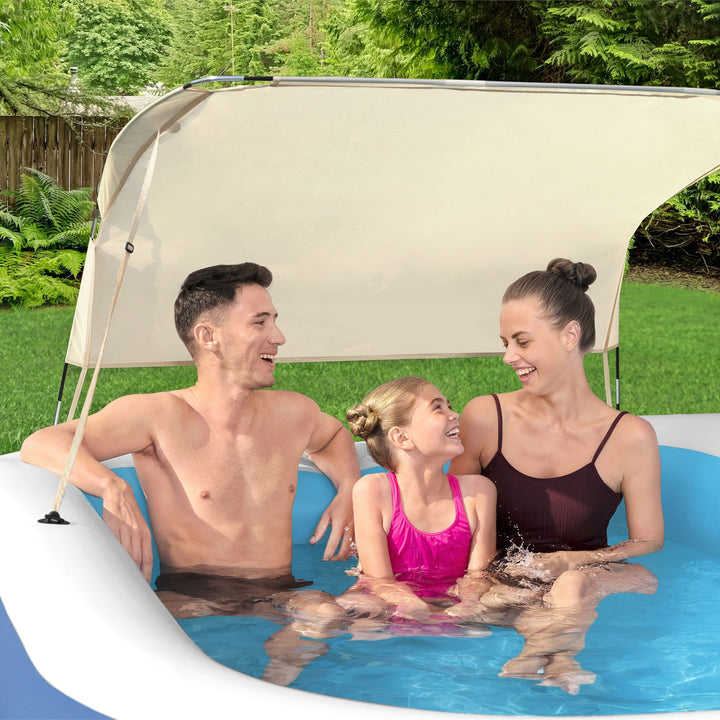 H2OGO! 8 Foot 4 Inch by 70 Inch Summer Bliss Shaded Inflatable Family Pool