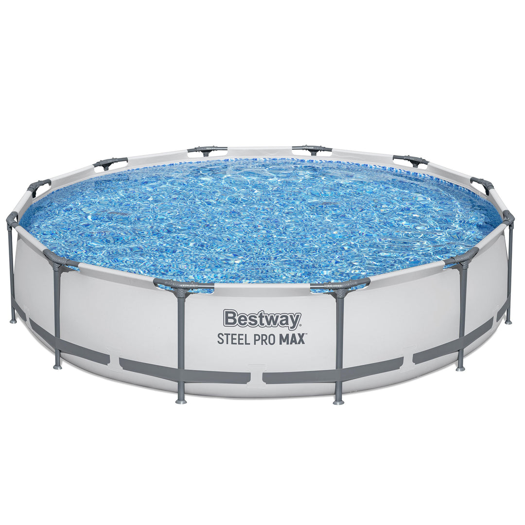 Bestway Steel Pro MAX 12 Foot by 30 Inch Above Ground Swimming Pool Set, Gray