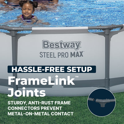 Bestway Steel Pro MAX 12ft by 30 Inch Above Ground Swimming Pool,Gray(For Parts) - VMInnovations