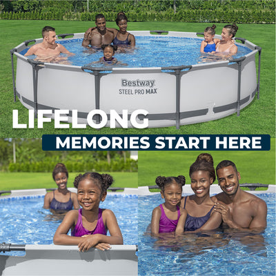 Bestway Steel Pro MAX 12' x 30" Above Ground Swimming Pool Set, Gray (Open Box)