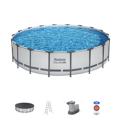 Bestway Steel Pro MAX 12' by 30" Above Ground Swimming Pool Set, Gray (Used)