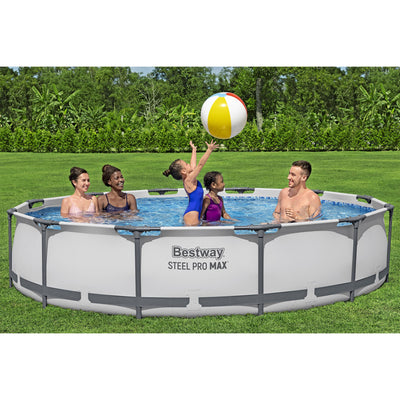 Bestway Steel Pro MAX 12' x 30" Above Ground Swimming Pool Set, Gray, 2 Pack - VMInnovations