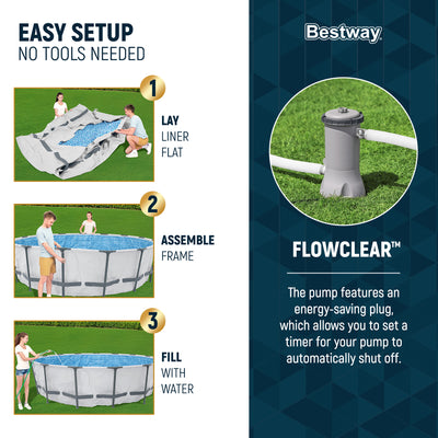 Bestway Steel Pro MAX 12' x 30" Above Ground Swimming Pool Set, Gray, 2 Pack - VMInnovations