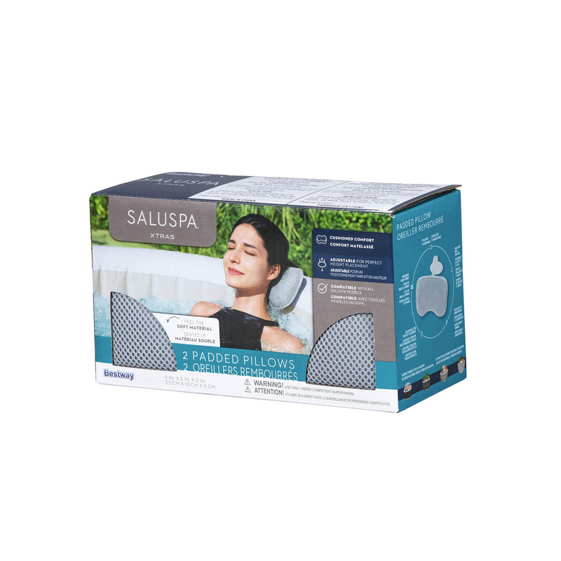 Bestway SaluSpa Padded Headrest Pillows w/Adjustable Strap, Gray,(2Pk)(Open Box)