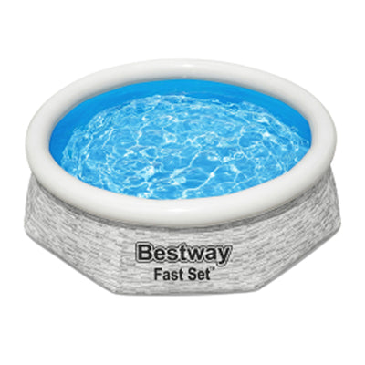 Bestway 8' x 24" Round Inflatable Outdoor Swimming Pool with Filter Pump, Gray