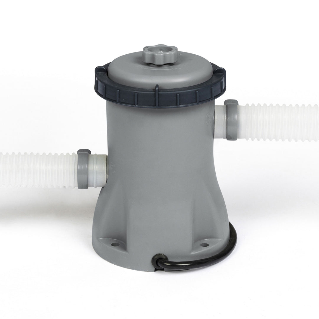 Bestway 8' x 24" Round Inflatable Swimming Pool with Filter Pump, Gray(Open Box)