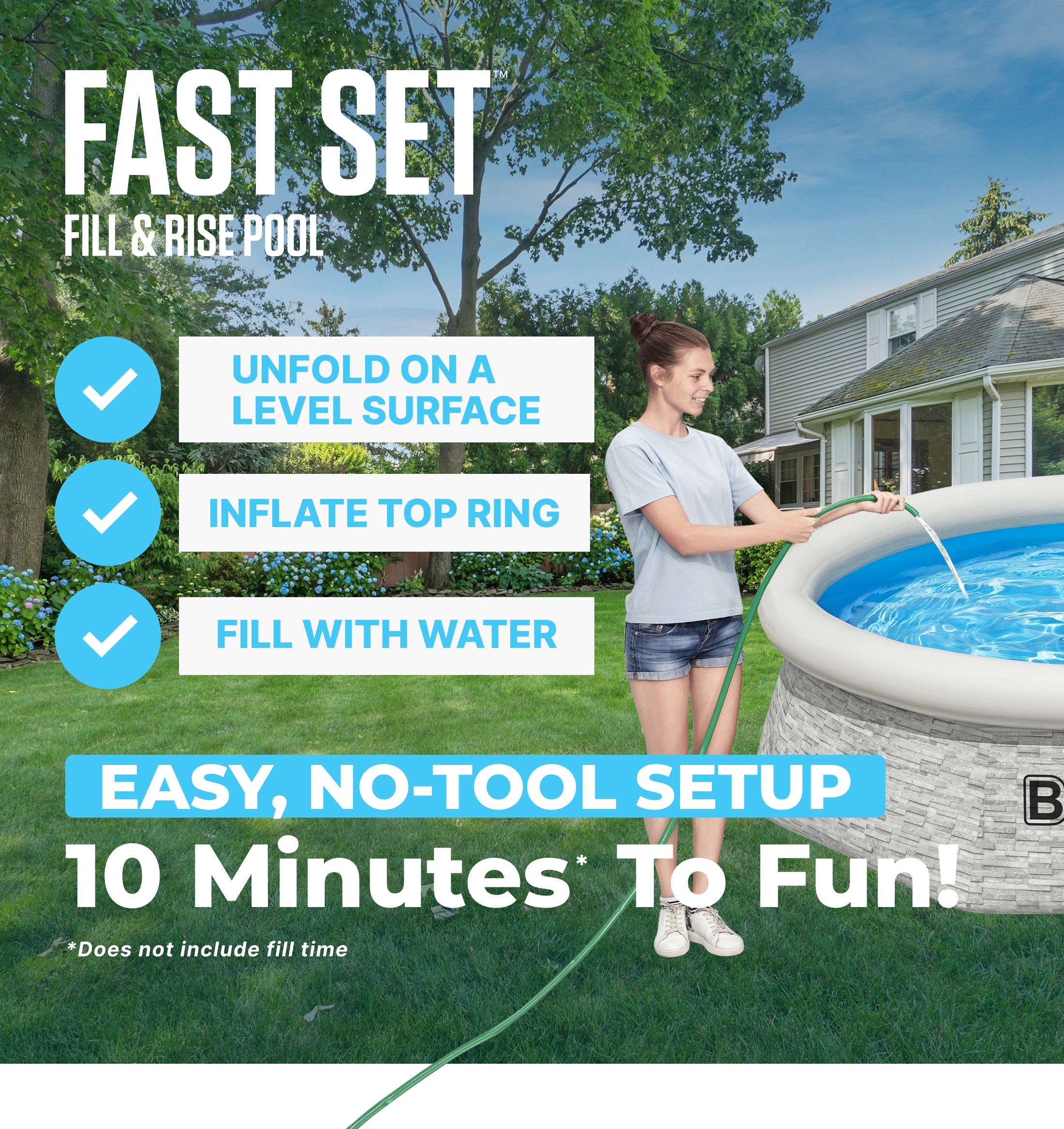 Bestway 8' x 24" Round Inflatable Outdoor Swimming Pool with Filter Pump, Gray - VMInnovations