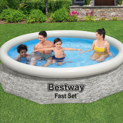 Bestway Fast Set 10'x26" Stacked Stone Inflatable Pool Outdoor Set (Open Box) - VMInnovations