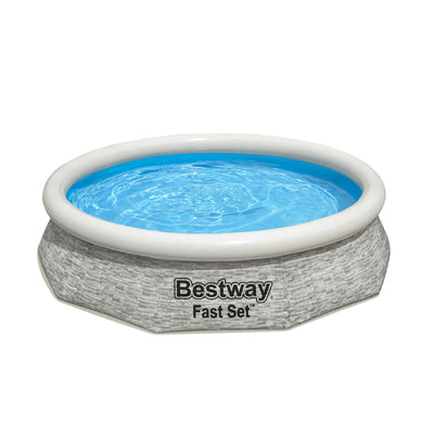 Bestway Fast Set 10' x 26" Stacked Stone Inflatable Swimming Pool Set(For Parts)