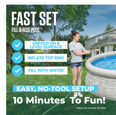 Bestway Fast Set 10' x 26" Stacked Stone Inflatable Swimming Pool Set(For Parts)