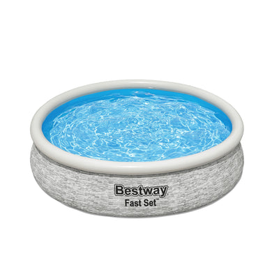 Bestway Fast Set 12' x 30" Inflatable Stacked Stone Swimming Pool Set (Open Box)