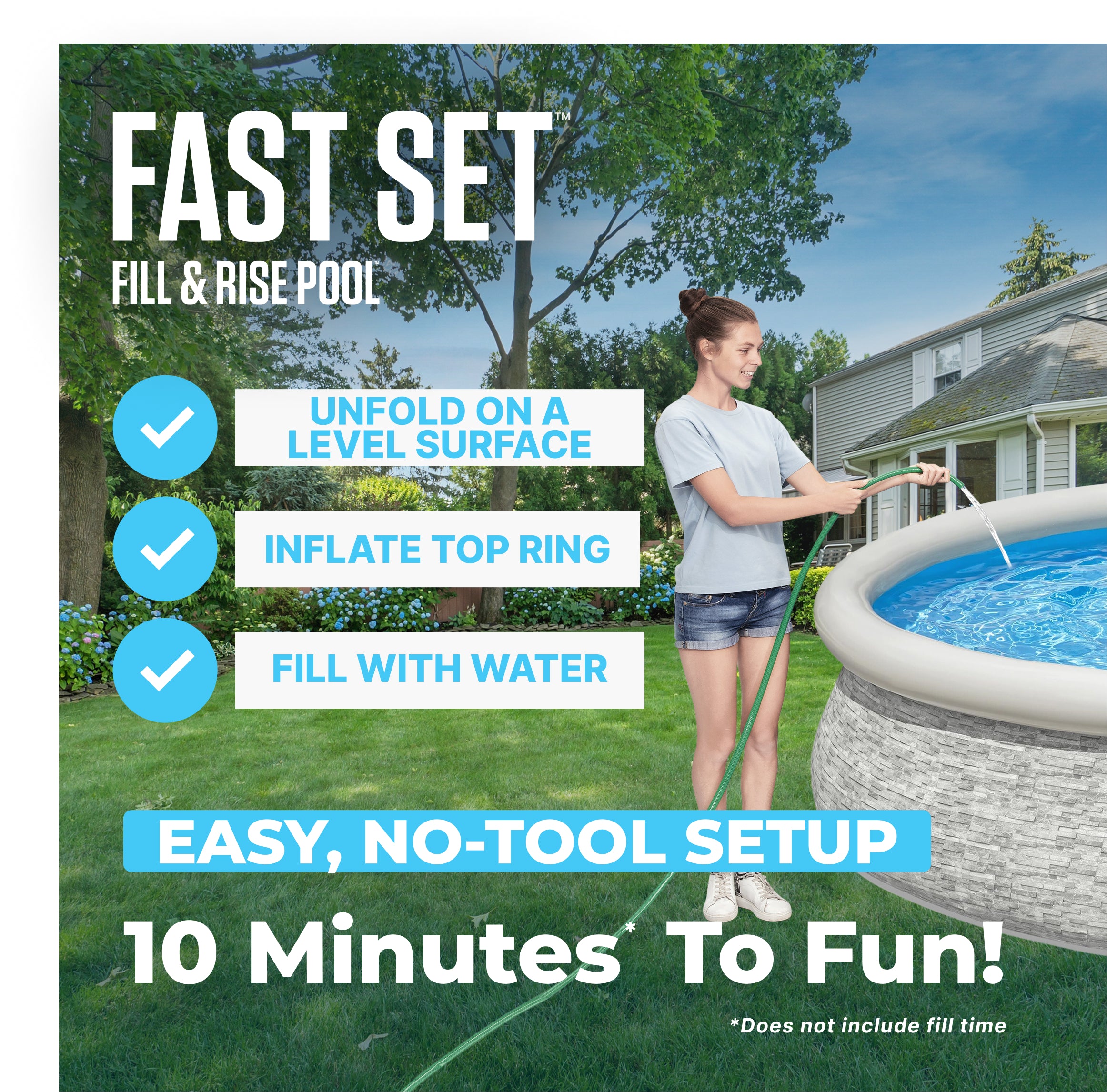 Bestway Fast Set 12' x 30" Inflatable Stacked Stone Swimming Pool Set (Open Box)