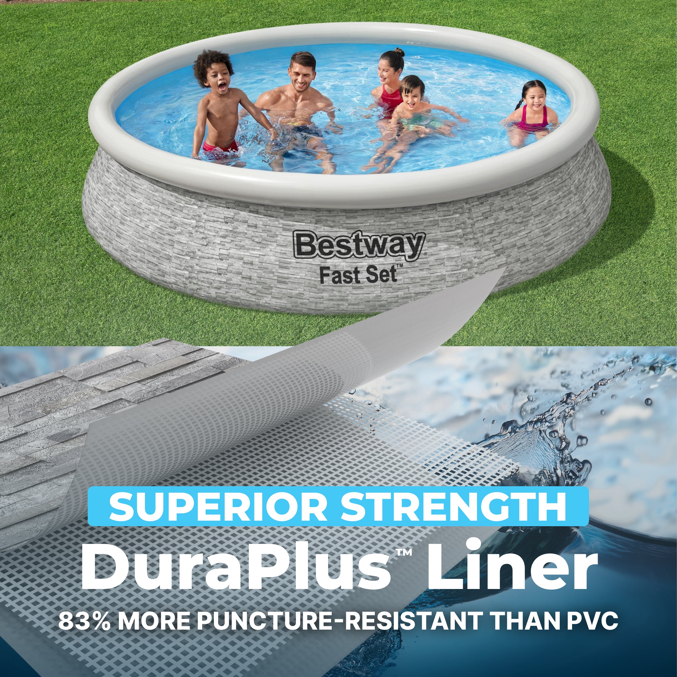 Bestway Fast Set 12' x 30" Inflatable Stacked Stone Swimming Pool Set (Open Box)
