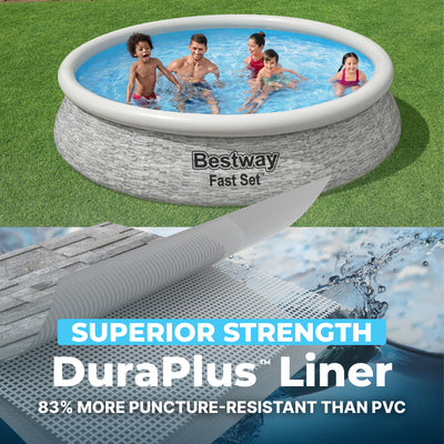 Bestway Fast Set 12' x 30" Inflatable Stacked Stone Swimming Pool Set (Open Box)