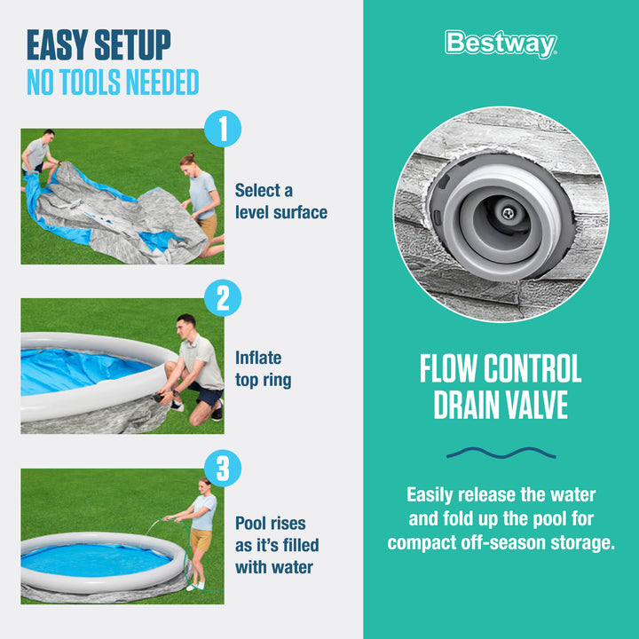 Bestway Fast Set 12' x 30" Inflatable Stacked Stone Swimming Pool Set (Used)
