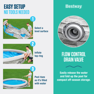 Bestway Fast Set 12'x30" Inflatable Stacked Stone Swimming Pool Set (For Parts)