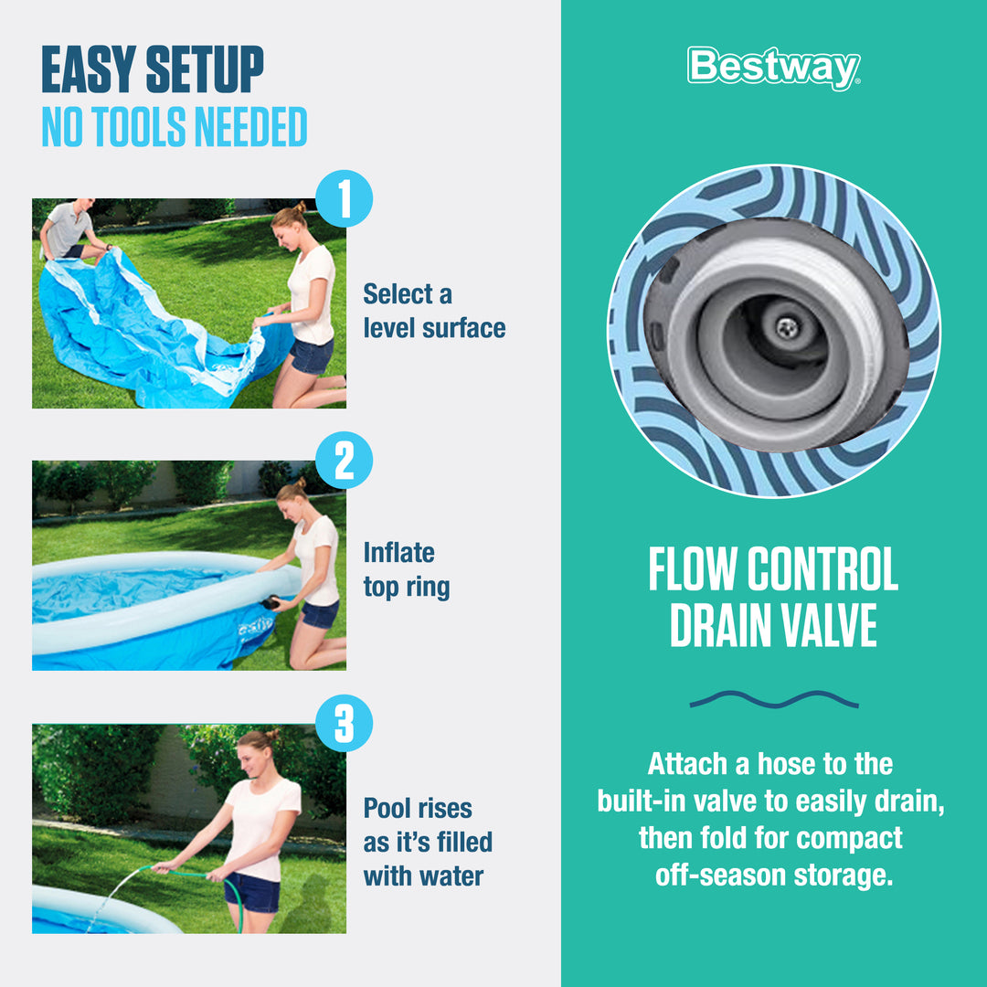 Bestway Fast Set 13' x 33" Round Inflatable Swimming Pool Set, Rattan Print