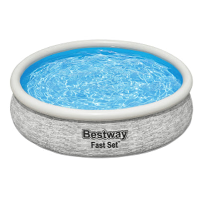 Bestway Fast Set 12' x 30" Inflatable Stacked Stone Swimming Pool Set (Open Box)