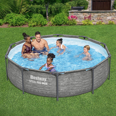 Bestway Steel Pro MAX 10' x 30" Above Ground Outdoor Swimming Pool Set, Gray