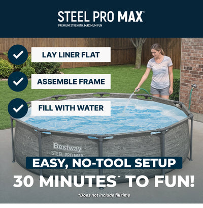 Bestway Steel Pro MAX 10' x 30" Above Ground Swimming Pool Set, Gray (Open Box)