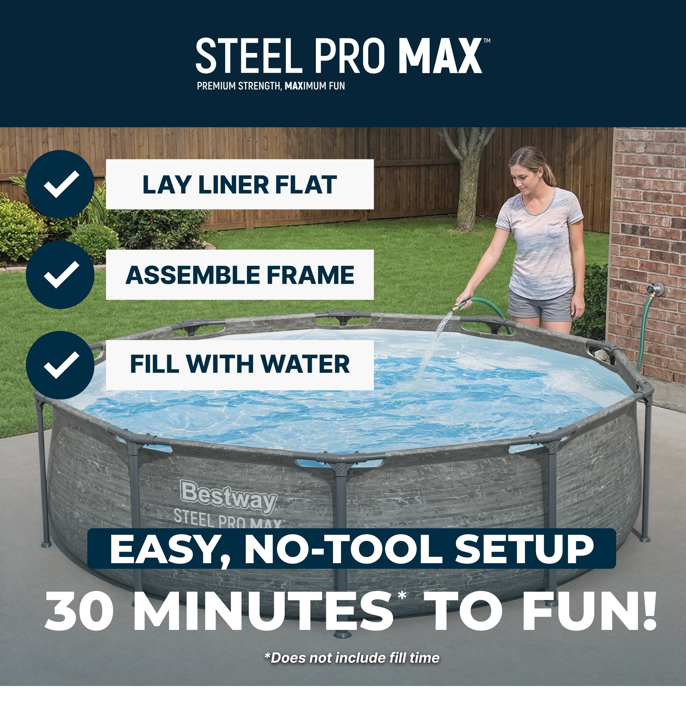 Bestway Steel Pro MAX 10' x 30" Above Ground Swimming Pool Set, Gray (For Parts) - VMInnovations