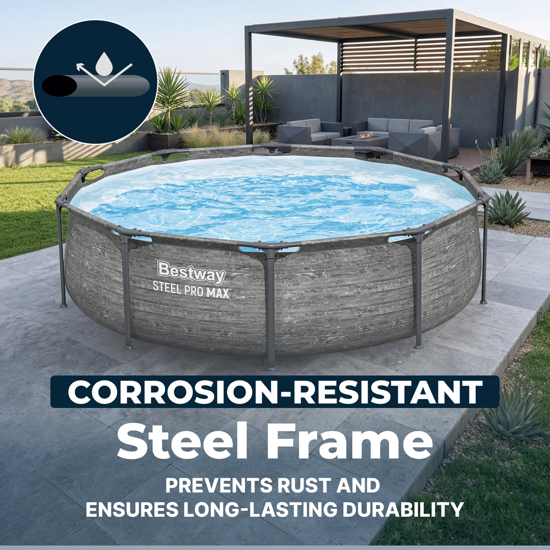 Bestway Steel Pro MAX 10' x 30" Above Ground Swimming Pool Set, Gray (For Parts) - VMInnovations