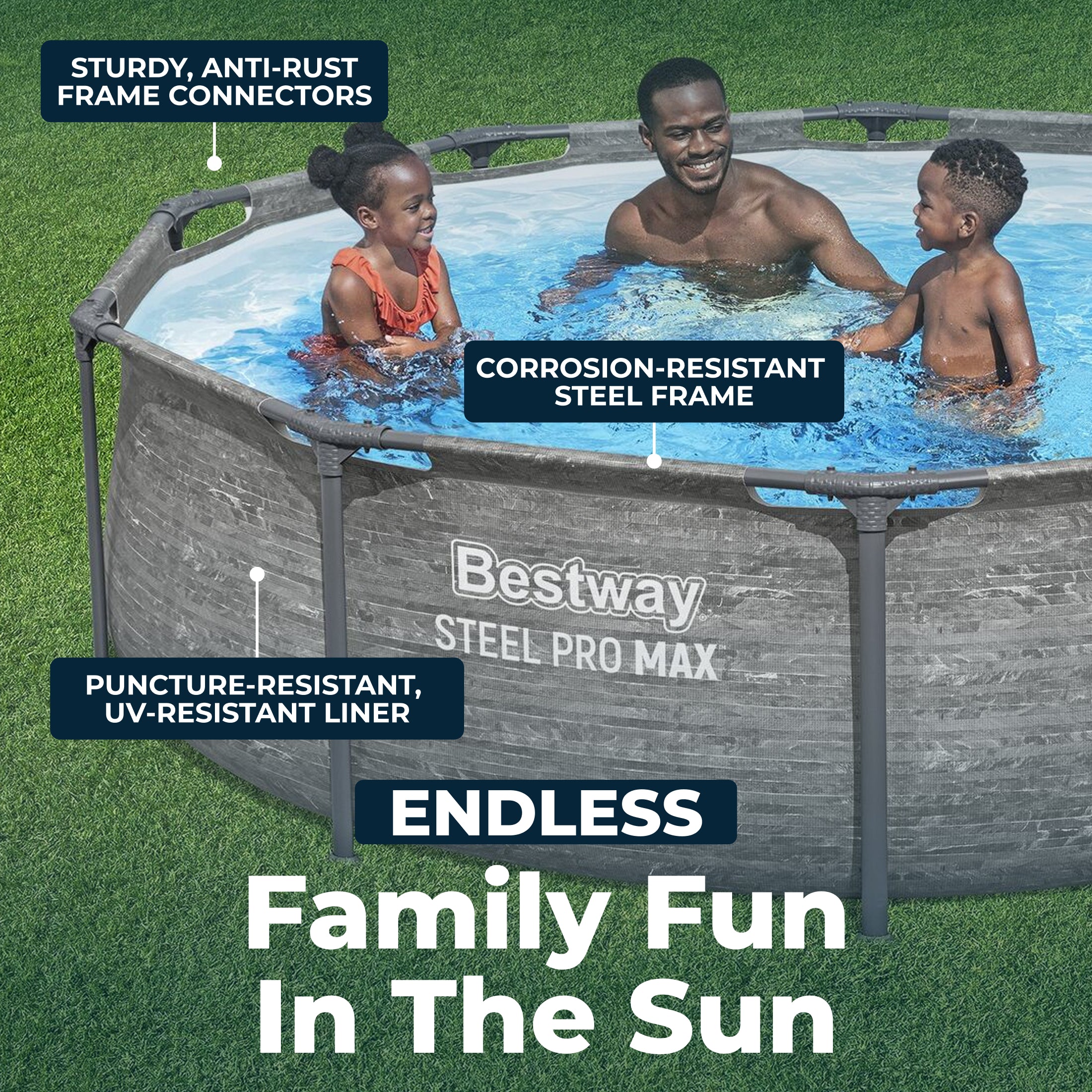 Bestway Steel Pro MAX 10' x 30" Above Ground Outdoor Swimming Pool Set, Gray