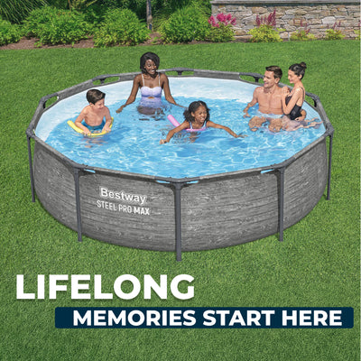 Bestway Steel Pro MAX 10' x 30" Above Ground Swimming Pool Set, Gray (Open Box)