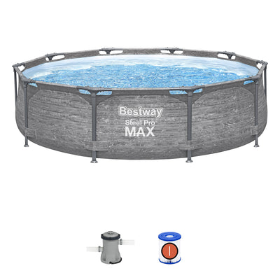 Bestway Steel Pro MAX 10' x 30" Above Ground Swimming Pool Set, Gray (Open Box)