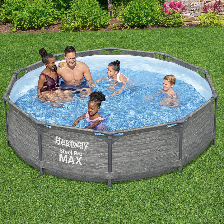 Bestway Steel Pro MAX 10' x 30" Above Ground Swimming Pool Set, Gray (Used) - VMInnovations
