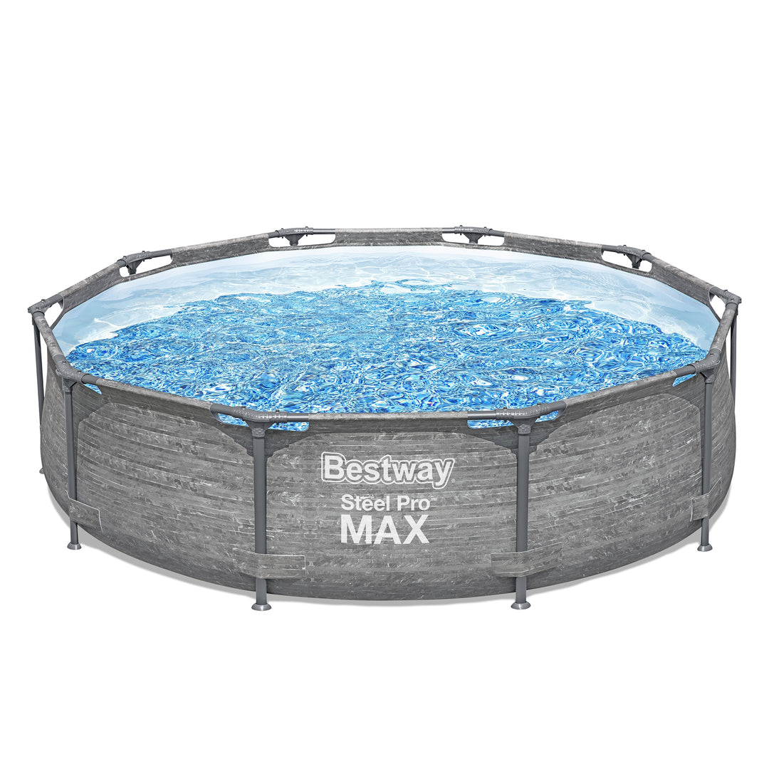 Bestway Steel Pro MAX 10' x 30" Above Ground Swimming Pool Set, Gray (Open Box) - VMInnovations