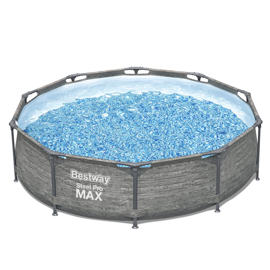 Bestway Steel Pro MAX 10' x 30" Above Ground Swimming Pool Set, Gray (Used) - VMInnovations